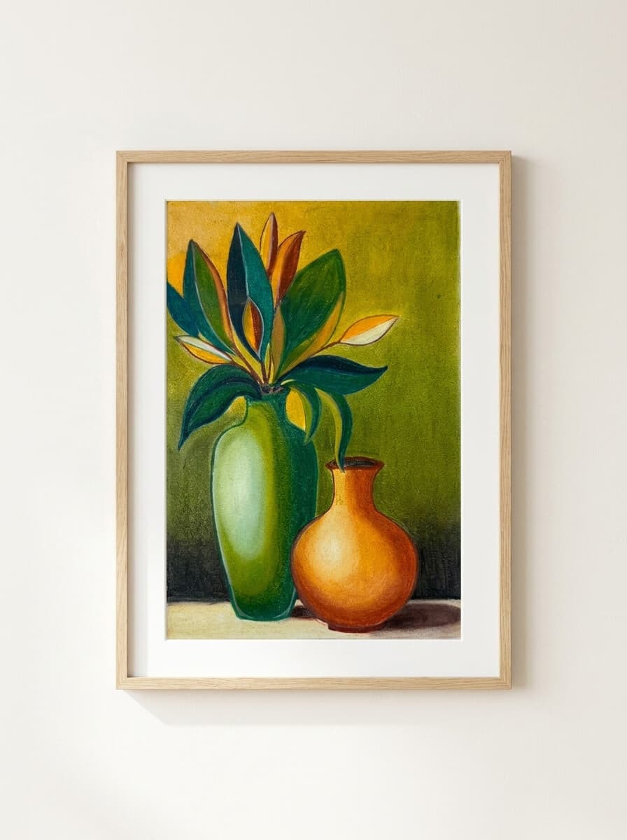 Vase Duet with Foliage — framed preview